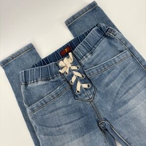 7 For All‎ Mankind Girls Jeans Size 10 Blue Lace Up Denim Pull On Waist Casual